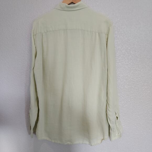 Express Linen Lime Green Long Sleeve Button Down Size M - Picture 6 of 10